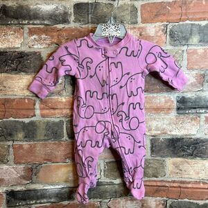 5 for $25🔥3M Baby Girl Carters Waffled Knit Pink Elephant Foot Sleeper Bodysuit